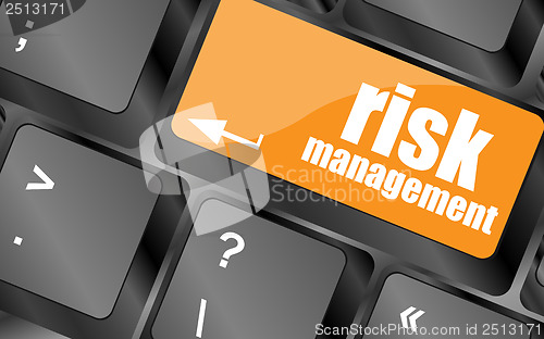 Image of Keyboard with risk management button, internet concept