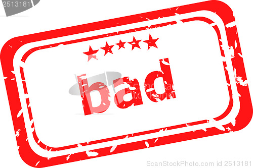 Image of bad word on red rubber grunge stamp