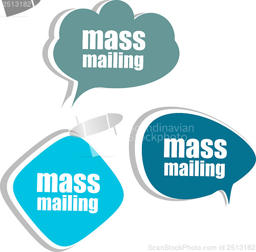 Image of mass mailing. Set of stickers, labels, tags. Business banners