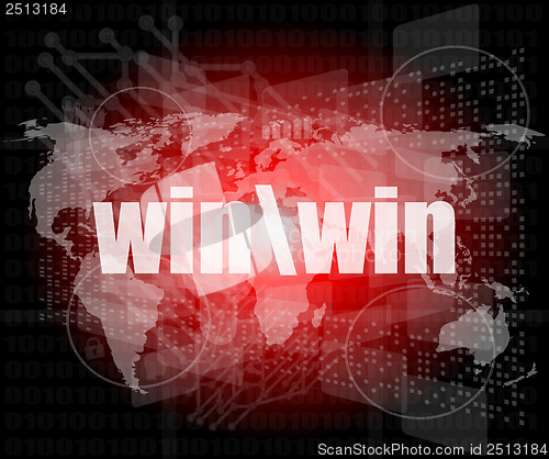 Image of win word on digital touch screen interface
