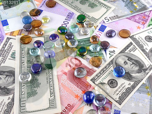 Image of stones set on euro money background