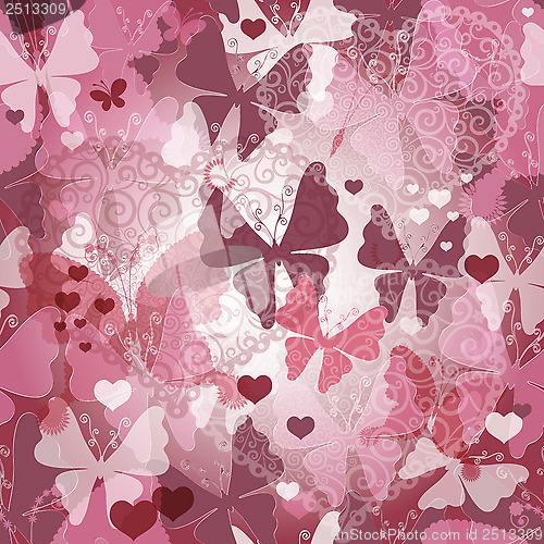 Image of Seamless valentine pattern with butterflies