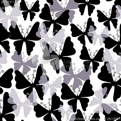 Image of White pattern with butterflies (Seamless)