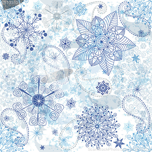 Image of Christmas white-blue seamless pattern