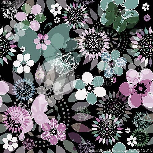 Image of Seamless floral dark pattern