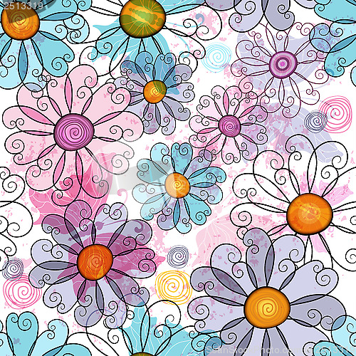 Image of Seamless spring grunge floral pattern