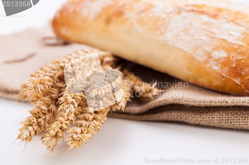 Image of fresh baked white ciabatta bread baguette objects