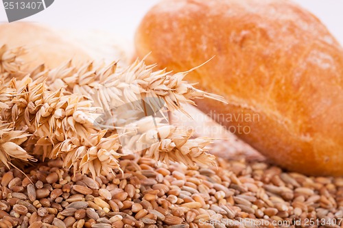 Image of tasty fresh baked bread bun baguette natural food 