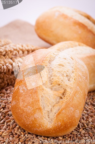 Image of tasty fresh baked bread bun baguette natural food 