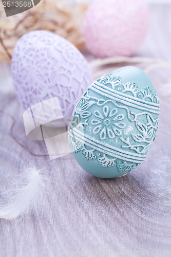 Image of beautiful easter egg decoration colorfull eggs seasonal pastel 