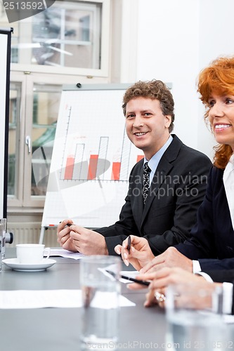 Image of business team in office meeting presentation conference