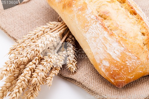 Image of fresh baked white ciabatta bread baguette objects