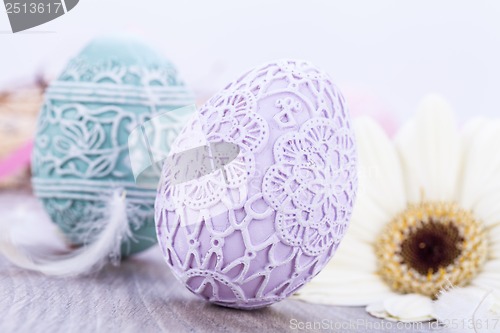 Image of beautiful easter egg decoration colorfull eggs seasonal pastel 