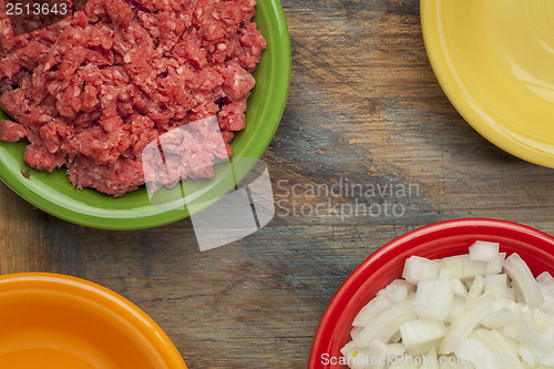 Image of ground buffalo meat and onion
