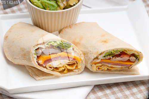 Image of club sandwich pita bread roll