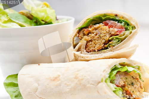 Image of falafel pita bread roll wrap sandwich