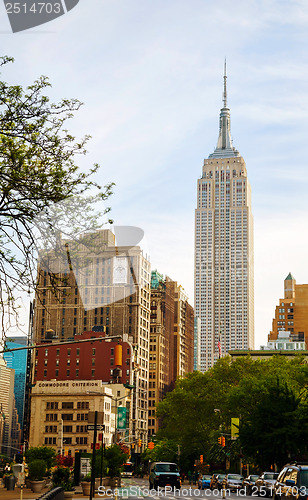 Image of New York street with Empire State building