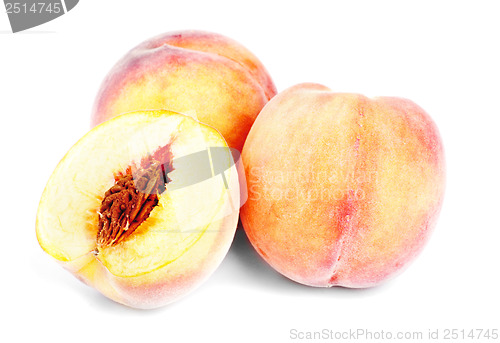 Image of juicy peach on a white background 