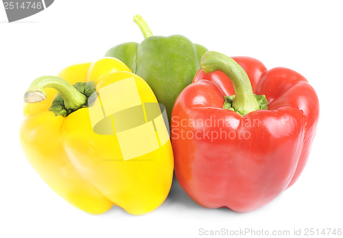 Image of red,green, yellow pepper isolated on white background 