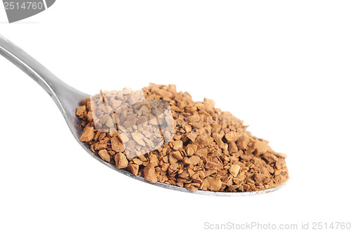 Image of spoon with instant coffee isolation on  white