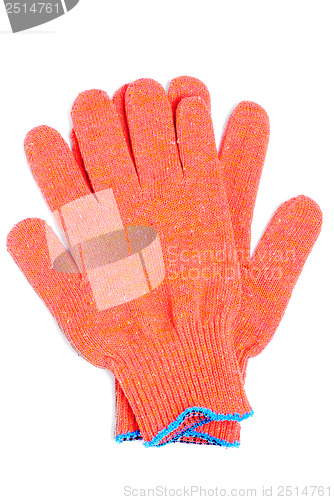 Image of gloves orange colour isolated on white background 