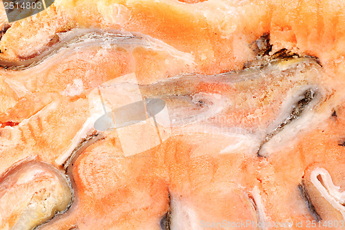 Image of sliced red frozen fish background