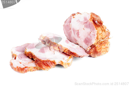 Image of Meat product sliced isolated on white background 