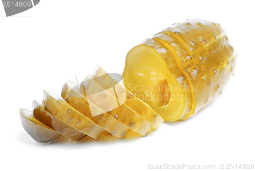 Image of marinated cucumber sliced    isolated on white 