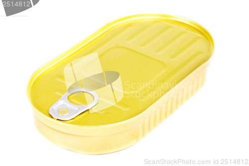 Image of closed can of sardines in oil isolated on white 