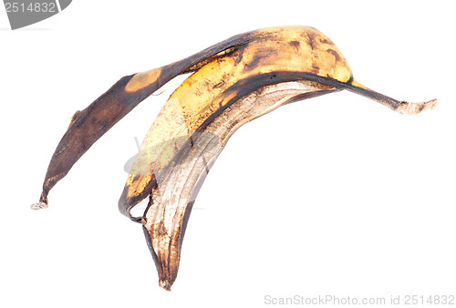 Image of old banana peel , isolated on white background