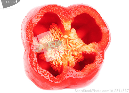 Image of Red paprika (pepper) sliced isolated on a white background 