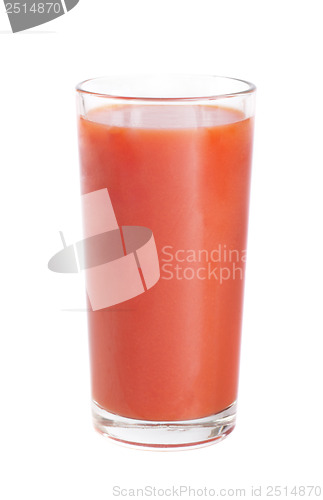 Image of tomato juice glass isolated on white background 