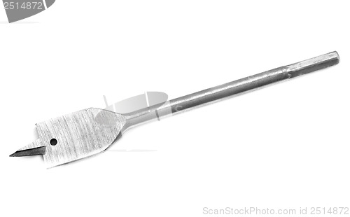 Image of Single metallic auger nib for wood  Isolated on white background.