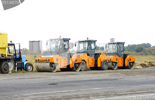 Image of road engineeringb(road rollers  and  tractor)/road Kiev-Kharkov Ukraine