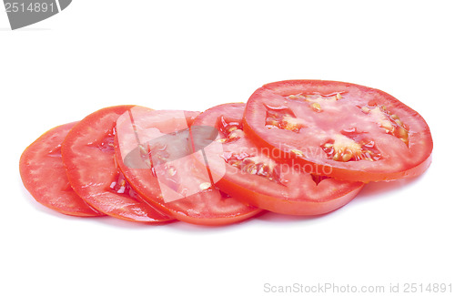 Image of sliced fresh red tomatoes isolated on white background 