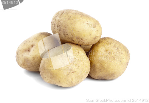 Image of potatoes isolated on white background close up