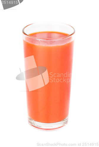 Image of tomato juice glass isolated on white background 