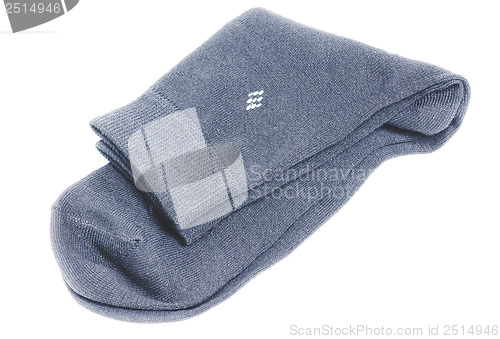 Image of Gray man's sock on a white background. 