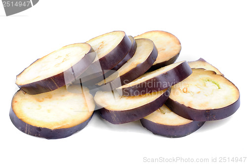 Image of fresh sliced eggplant isolation on white 
