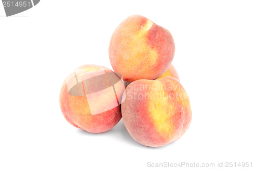 Image of peaches isolated   on a  white  background