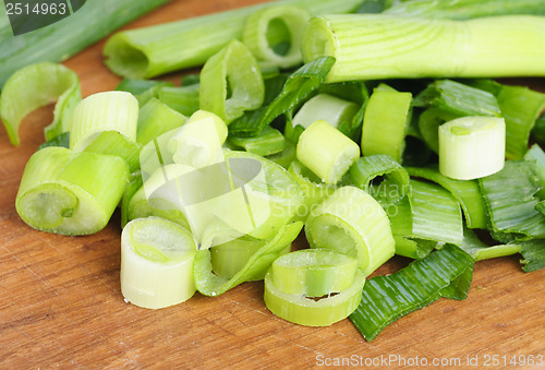 Image of fresh sliced onions  on cutting board