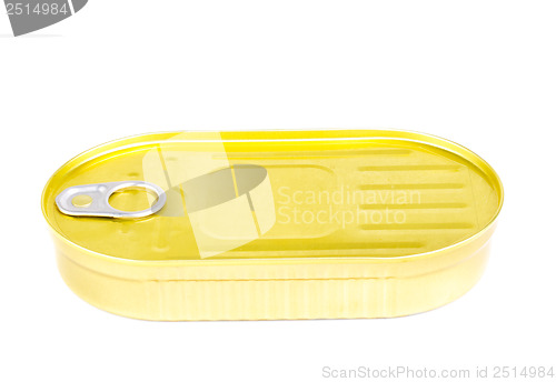 Image of closed can of sardines in oil isolated on white 