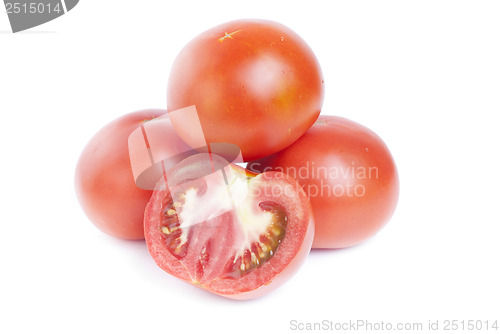 Image of fresh red tomatoes isolated on white background 