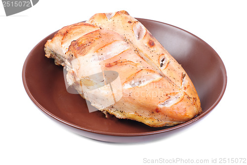 Image of Grilled chicken breasts on a plate ,isolated 