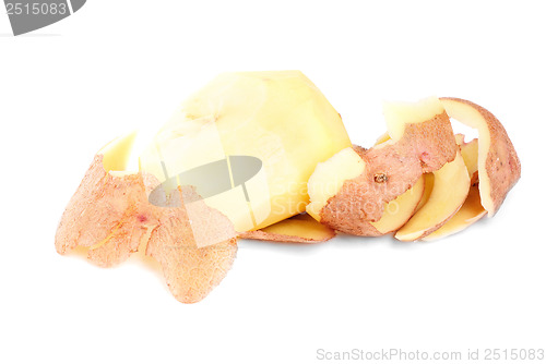 Image of peeled potato isolated on a white background 