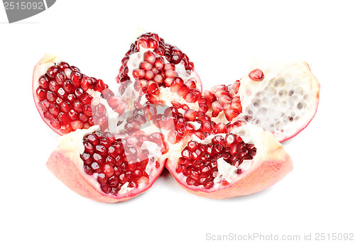 Image of Pomergranate  sliced as flower isolated on white background 