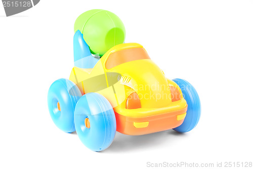 Image of toy cement mixer isolated over white background 