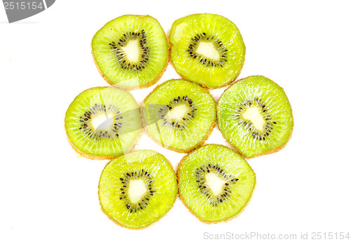 Image of kiwi fruit sliced isotated on a white background 