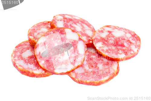Image of Meat product.Sausage isolated on  white isolated on  white background 