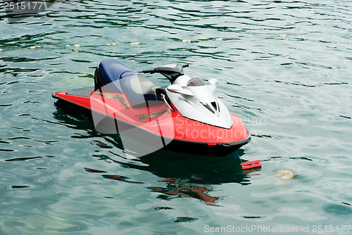 Image of jet ski    on the sea  background